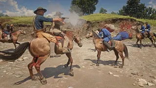 NPC Wars US Army vs Police Horseback Shooting Red Dead Redemption 2