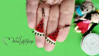 🍉 How to weave watermelon earrings from beads (workshop for children)