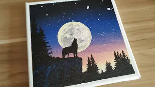 Acrylic painting / Wolf howling / A Wolf in the snow / Easy painting Tutorial #138