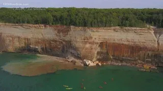 Kayakers escape injury as cliff collapses into Lake Superior