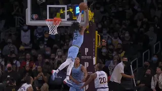 Ja Morant's Head Touches The Backboard On INSANE Two-Hand Block😲