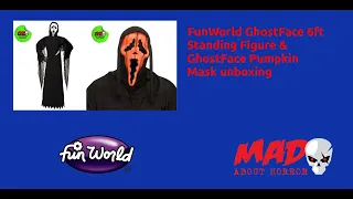 FunWorld GhostFace 6ft Standing Figure & GhostFace Pumpkin Mask unboxing