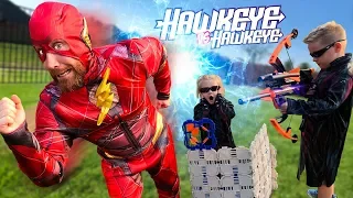 Hawkeye vs Hawkeye Nerf Bow Challenge & Super Hero Gear Test! (Future Flash Returns) | K-City