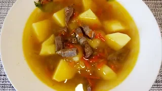 Potato soup with meat. Fast and tasty.