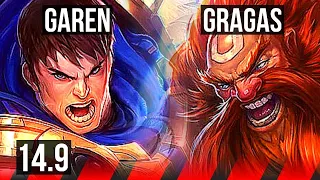 GAREN vs GRAGAS (TOP) | 4/1/7, Rank 8 Garen, 700+ games | TR Grandmaster | 14.9