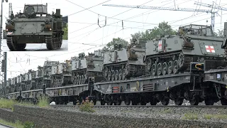 British armoured vehicles arrive by train in Germany 🇬🇧 🇩🇪