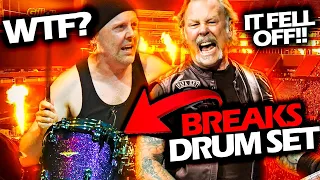 JAMES HETFIELD ACCIDENTALLY BREAKS LARS ULRICH DRUMS LIVE #METALLICA