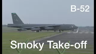 Heavy Smoking B-52 Boeing Stratofortress Takeoff    U.S. AirForce