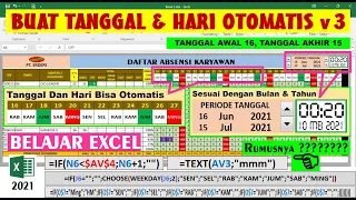 Buat Form Absensi Tanggal & Hari Otomatis Terisi | Tgl 26-25 | Download File isi Rumus Excel