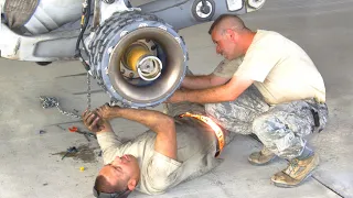 Changing Damaged Tires on US Air Force $200 Millions Airplane
