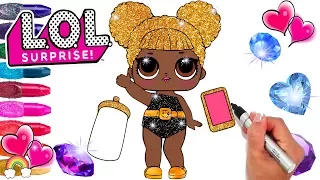 Glitter Series 3 Queen Bee LOL Doll Coloring Page | Confetti Pop Surprise | LOL Doll Printable Pages