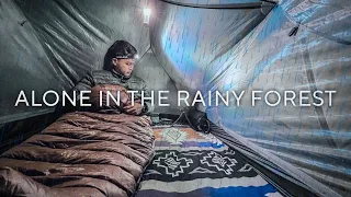 SOLO RAIN CAMPING IN SMALL TENT • RELAX SLEEP AND EAT WITH RAIND SOUND • ASMR