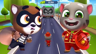 Talking Tom Gold Run Gameplay - Fireman Tom Fights with Raccoon Boss in Sports League - Full screen🔥
