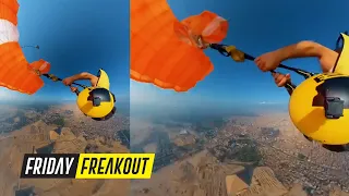 Friday Freakout: Dirty Low Wingsuit Cutaway Over Great Pyramids, Open by 900 Feet!