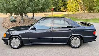 76k Mile Euro 1985 Mercedes-Benz 190E 2.3-16 5 Speed Cold Start, Walk-Around & Drive for BaT