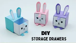 DIY MINI PAPER  DRAWERS / PAPER CRAFT/ SMALL ORIGAMI STORAGE BOX DIY / DESK ORGANIZER DRAWER