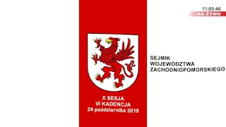 X sesja Sejmiku Województwa Zachodniopomorskiego VI kadencji  | Szczecin, 24 października 2019