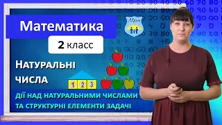 Натуральні числа, дії над натуральними числами та структурні елементи задачі. Математика, 2 клас