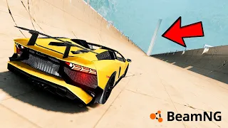 DESCENT WITHOUT BRAKES ON A MEGA JUMPBOARD ON A LAMBORGHINI - EXPERIMENTS IN BEAM NG DRIVE
