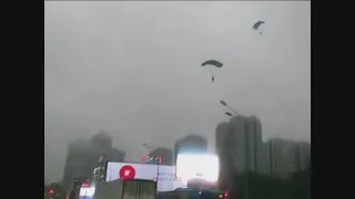 Security camera captures man base jumping in East Village