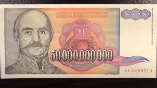 Обзор банкнота ЮГОСЛАВИЯ, Пятьдесят Миллиардов динаров, 1993 год, Милон Абринович, вилла, бона, купю