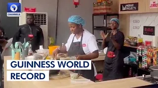 Moment Sanwo-Olu Visited Hilda During Her Guinness World Record Cook-A-Thon