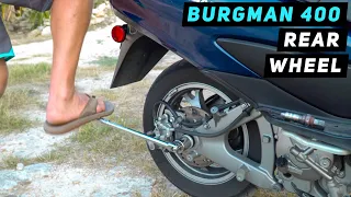 Suzuki Burgman 400 - Rear Wheel Removal 2007-2016 | Mitch's Scooter Stuff