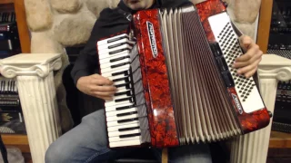 2365 - Red Weltmeister Stella Piano Accordion 37 96 LMM $795