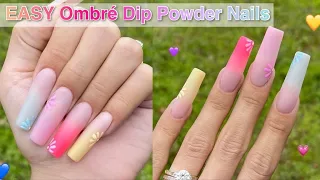 BEGINNER FRIENDLY DIP POWDER OMBRÉ TUTORIAL 🌸 DOUBLE DIP NAILS  🌼 SPRING FLORAL NAIL DESIGN