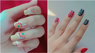 Nailart with dotting tools ||  Easy nailart at home #nailart #nailartideas