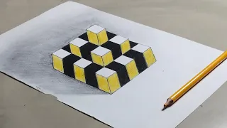 How to draw 3d drawing -Chess Pyramid on pepar #chess #pyramid #3ddrawing