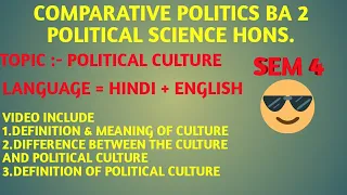 POLITICAL CULTURE IN HINDI || POLITICAL CULTURE IN COMPARATIVE POLITICS|| CULTURE VS POLITICAL CULTU