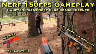 NERF BATTLE: Caliburn U & Dart Zone Pro MK2 150 FPS Elimination Gameplay w/ Hampton Roads Nerf Club