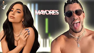 Becky G feat. Bad Bunny - Mayores | Instrumental Piano Tutorial / Partitura / Karaoke / MIDI