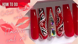 How to Bandana nail art tutorial | How to do press on nails | How to make press on nails | nail art