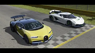 Bugatti Chiron  vs  Koenigsegg Jesko @ Monza