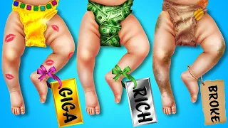 Giga vs Rich vs Broke Pregnancy || Funny Stories of Lucky & Unlucky Babies by 123 GO! CHALLENGE