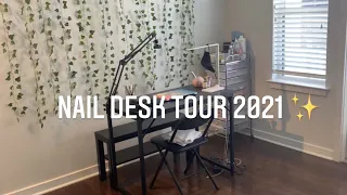 Nail Desk Tour At Home 2021 | Beginner Nail Tech | Nail Organization