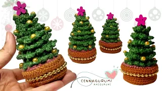 Crochet Christmas Tree  in a Pot || An Easy Crochet Christmas Tree Tutorial ||  @cennagurumi