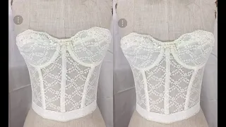 How to sew in Boning in CORSET [Bustier top with cups]