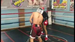 miel Fajardo using the right hand against sparmate knock down