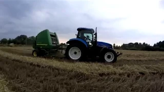 ✔ PRASOWANIIE SŁOMY 2K18  ✔ { NH T6.030 & Prasa JOHN DEERE 854 premium}