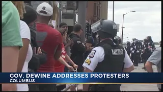 Ohio Governor DeWine address protesters