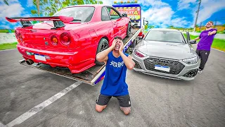 QUEBREI MEU SKYLINE R34 FAZENDO RACHA COM A RS4 😭