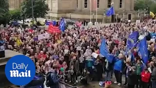 People protest Johnson's shutdown of Parliament in Liverpool