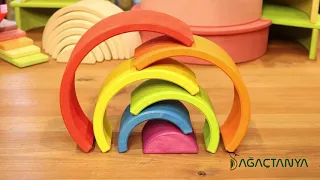 AgactanyaUSA Waldorf 6 Rainbow Blocks   Wooden Toy