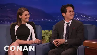 Steven Yeun's Awkward Kissing Technique | CONAN on TBS