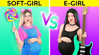 SOFT GIRL PREGNANT VS E-GIRL PREGNANT || Amazing Life Situations At School And Home by 123 GO!