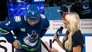 Brock Boeser with Kate pettersen first star of game