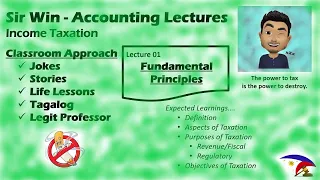 Lecture 01: Basic Principles in Taxation. Definition. Aspect. Purpose. Objective. [Income Taxation]